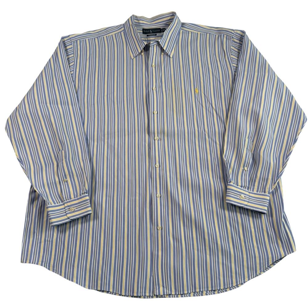 Ralph Lauren Classic Fit Striped blue yellow button up shirt size 2XB